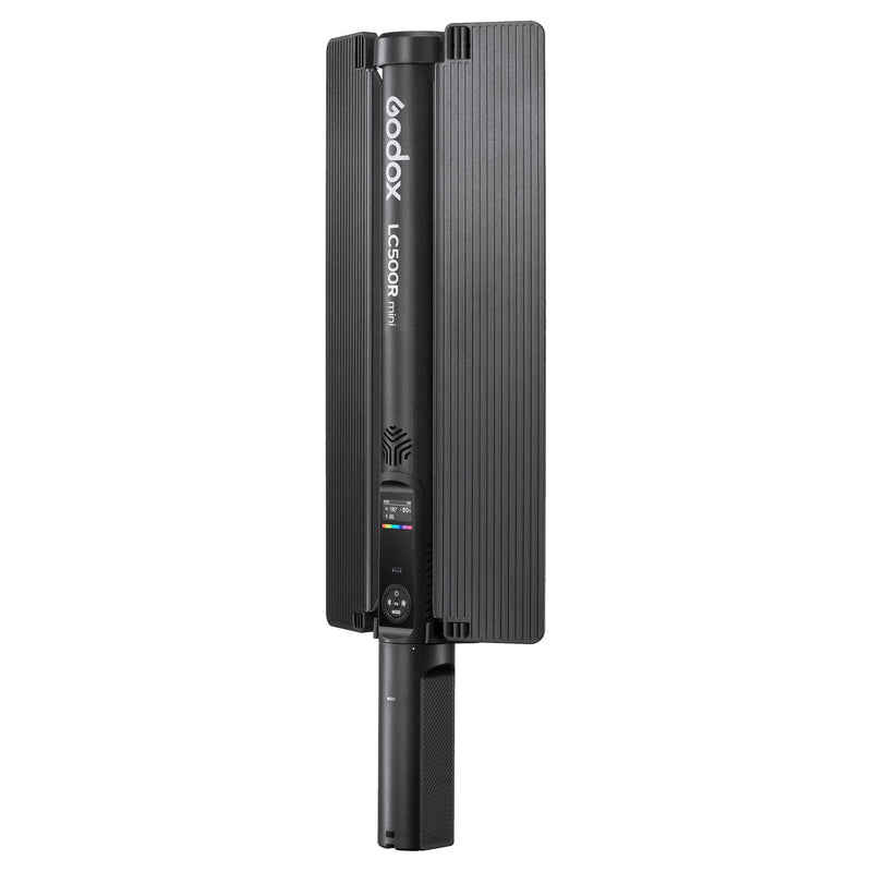 Godox LC500Rmini RGB LED Light Stick back View With Barn Doors