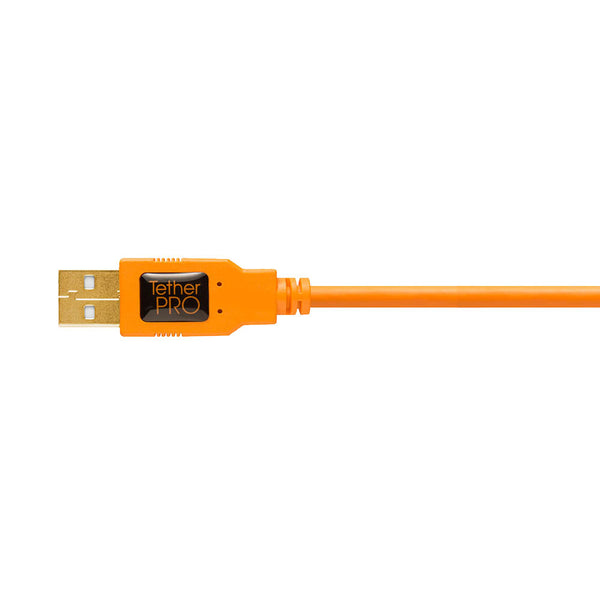TetherPro 4.6m (15') USB-A to USB 2.0 Mini-B 5-Pin Tether Cable (High-Visibility Orange)
