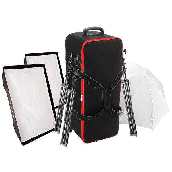 Three Head Kit Case (2x 60x90cm Softbox, 1x 40" Umbrella, 3x 240cm Stand, 1x Roller Case)