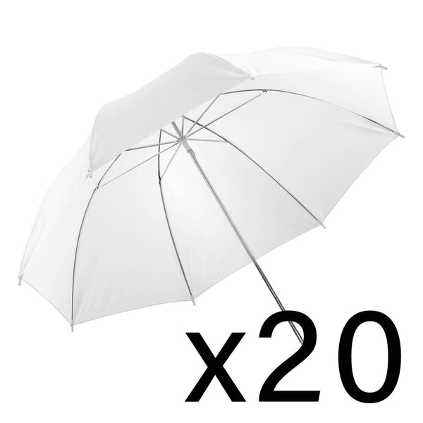 40" (101.6cm) Translucent White Umbrella (Qty 20) By PixaPro 