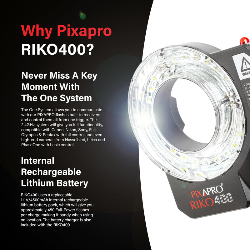 RIKO400 400Ws Photography Daylight Ring Flash (Godox AR400) 
