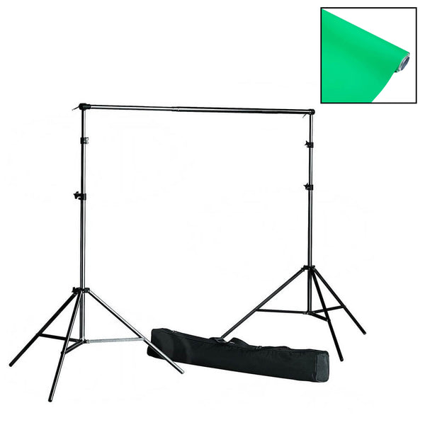 2x4m Single-Sided Green Vinyl Background with Telescopic Background Stand