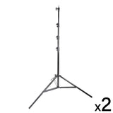 2 x 240cm Air Cushioned Studio Light Stand 4 Section Interchangeable Fitting