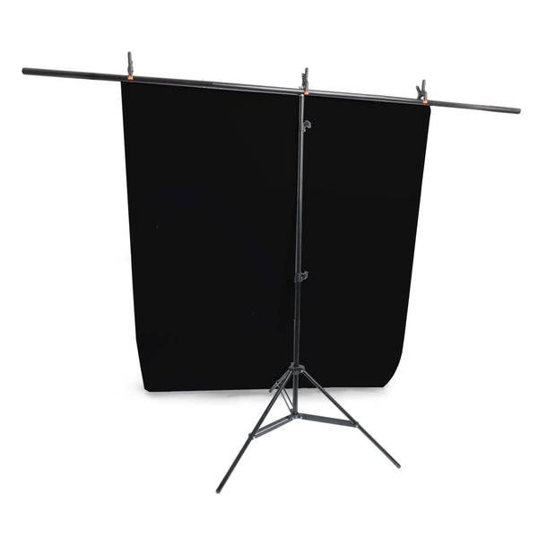 2m T Bar Background Stand & 100x200cm Matte PVC Background (Black)