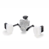 Godox MF12-DK2 Dental Macro Flash Kit for Sony attached to Camera with bracket fully extended with diffusers attached
