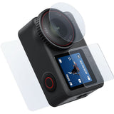 TELESIN lens and front screen protectors shown on DJI Osmo Action 6