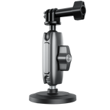 The Telesin magnetic camera mount with upright dual ball-head arm and three-prong camera attachment
