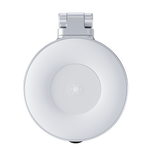 White round selfie ring light seen straight on with its clip folded