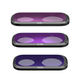 The ND4, ND16 and ND64 filters laid flat with their strength labels visible