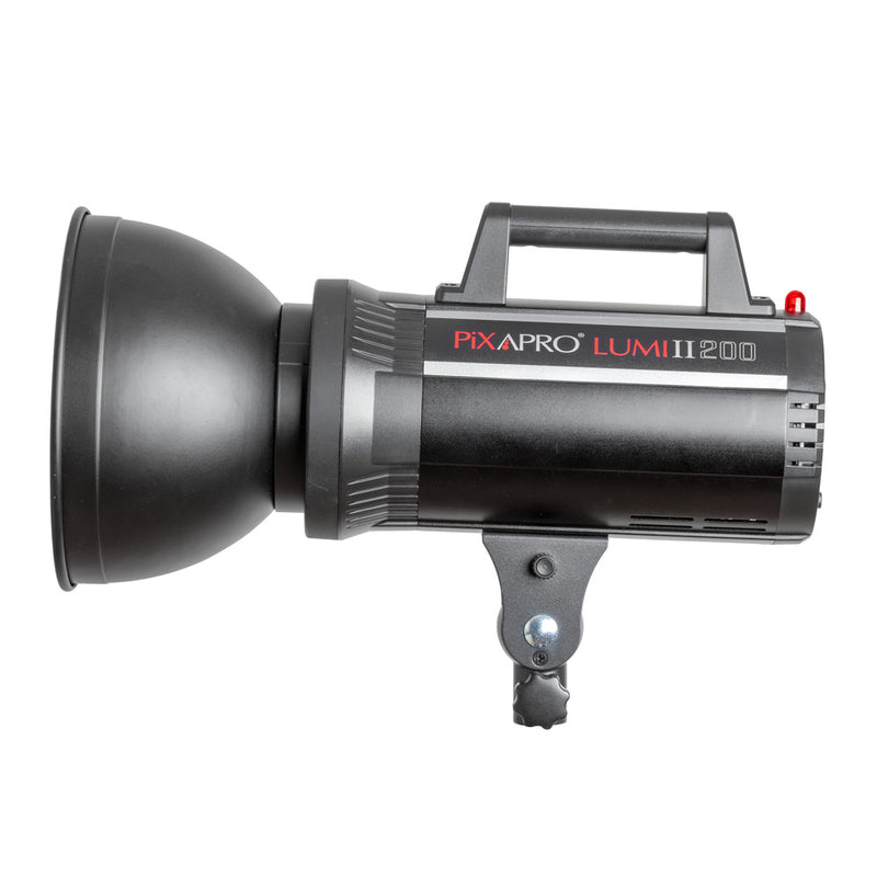 PiXAPRO LUMI200 200Ws Award Winning Studio Flash Monolight (GS200 II) Side View