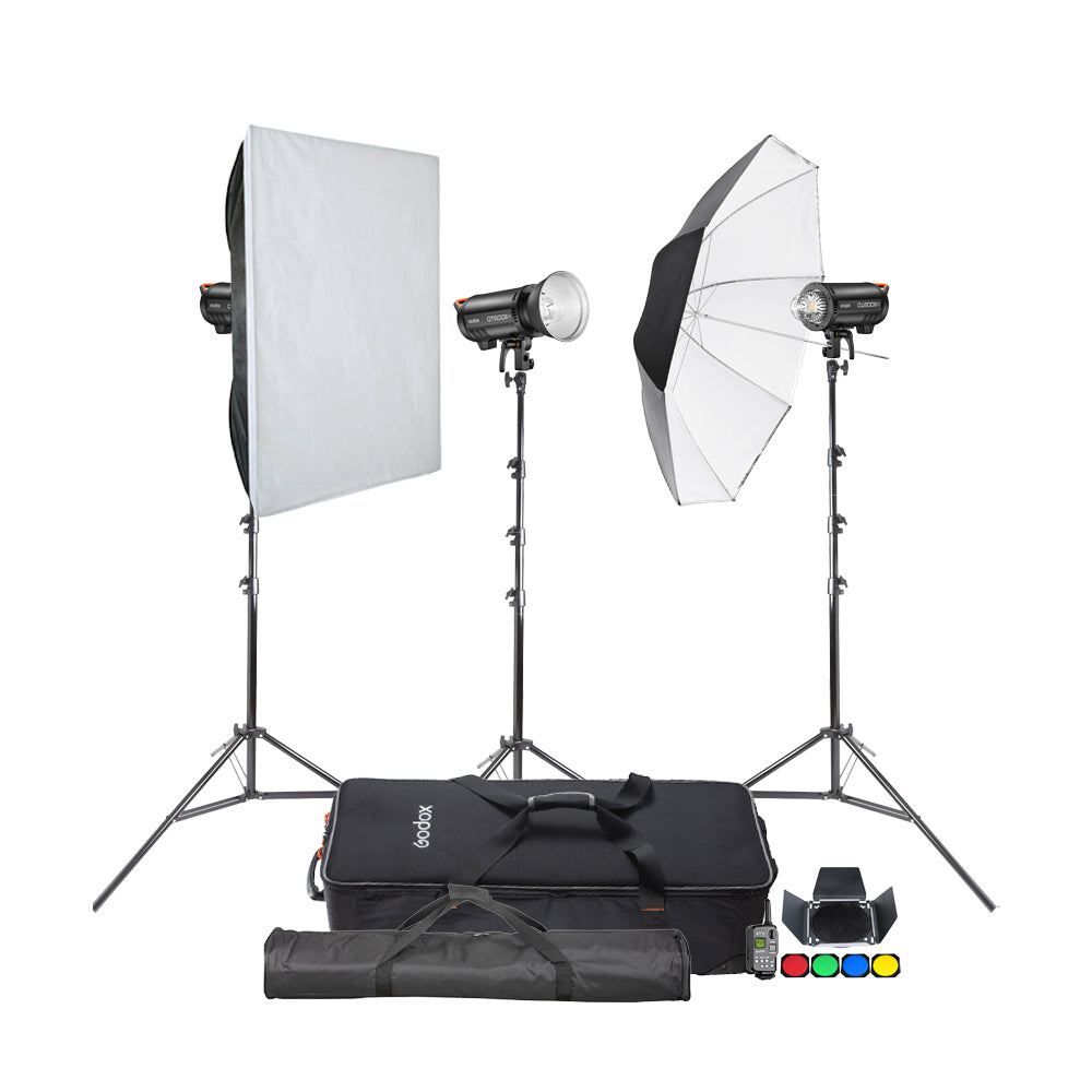 QT600IIIM Trio Professional Studio Photography Lighting Kit 