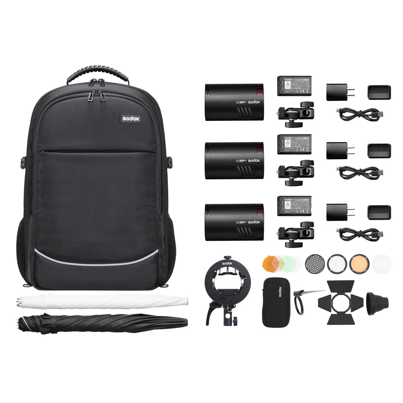 AD100PRO Pocket Flash Three Head Portable Lighting Kit