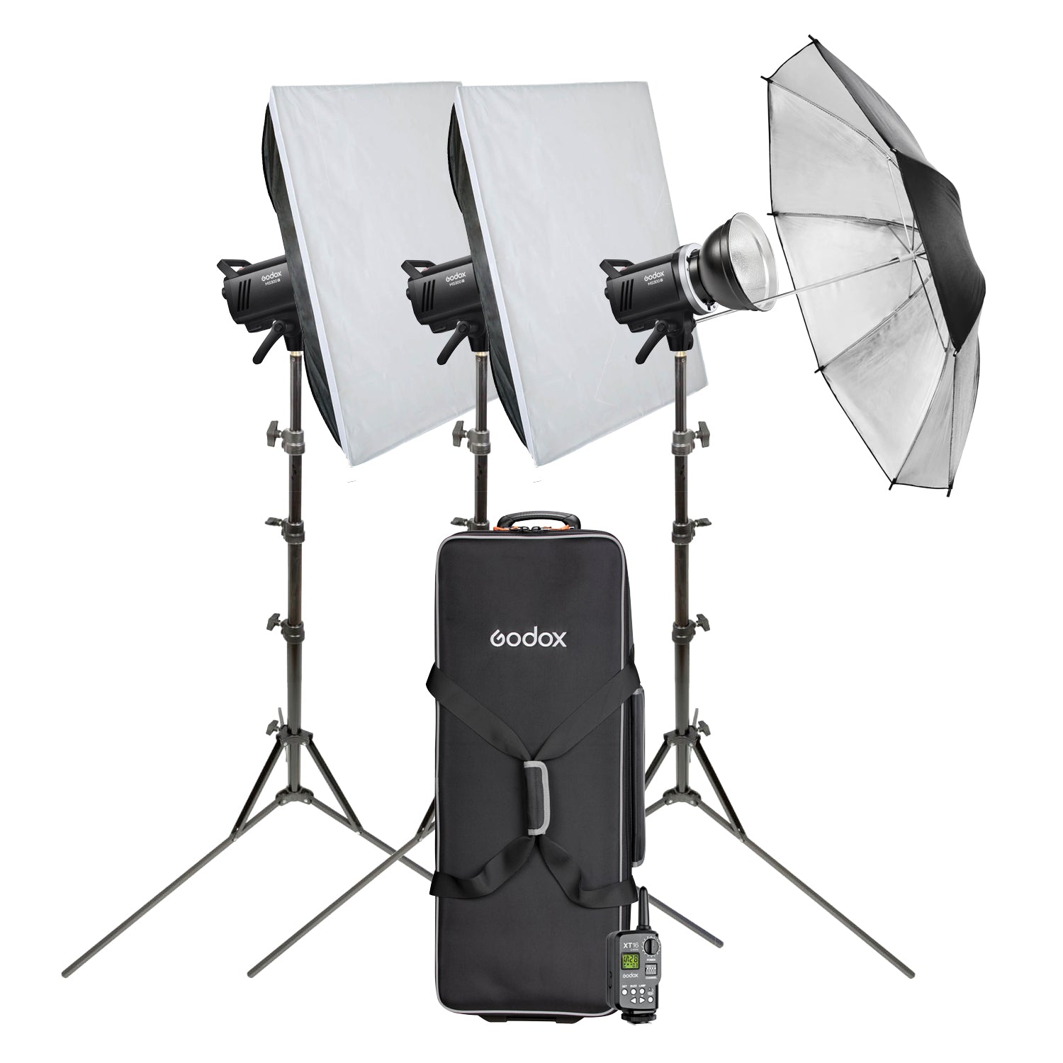 Godox MS300V Three-Head Studio Photography Lighting Kit