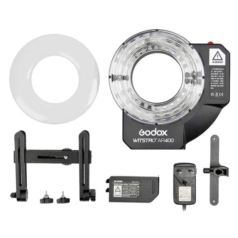 Godox AR400 400Ws Battery-Powered Ring Flash Box Content