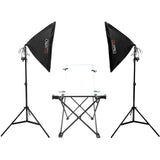 Ezylite 105W Twin Head Continuous Lighting & Product Table Studio Kit