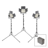 LECO500B II Bi-Colour Rechargeable LED Panel Light Triple Kit 