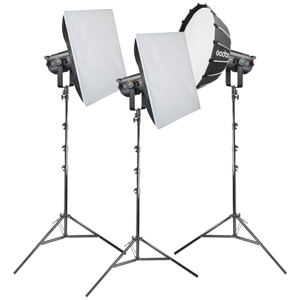 GODOX SL150R RGB LED Video Continuous Light Three Head Softbox Lighting Kit