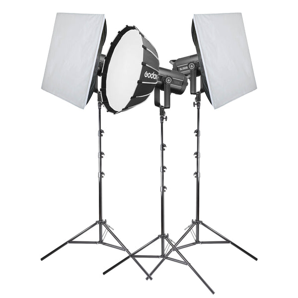 Godox SL150III Daylight Balanced LED Light Three Head Softbox Lighting Kit