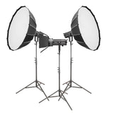 GODOX SL300IIIBI Bi-Colour LED Light Softbox and Lens Three Head Kit