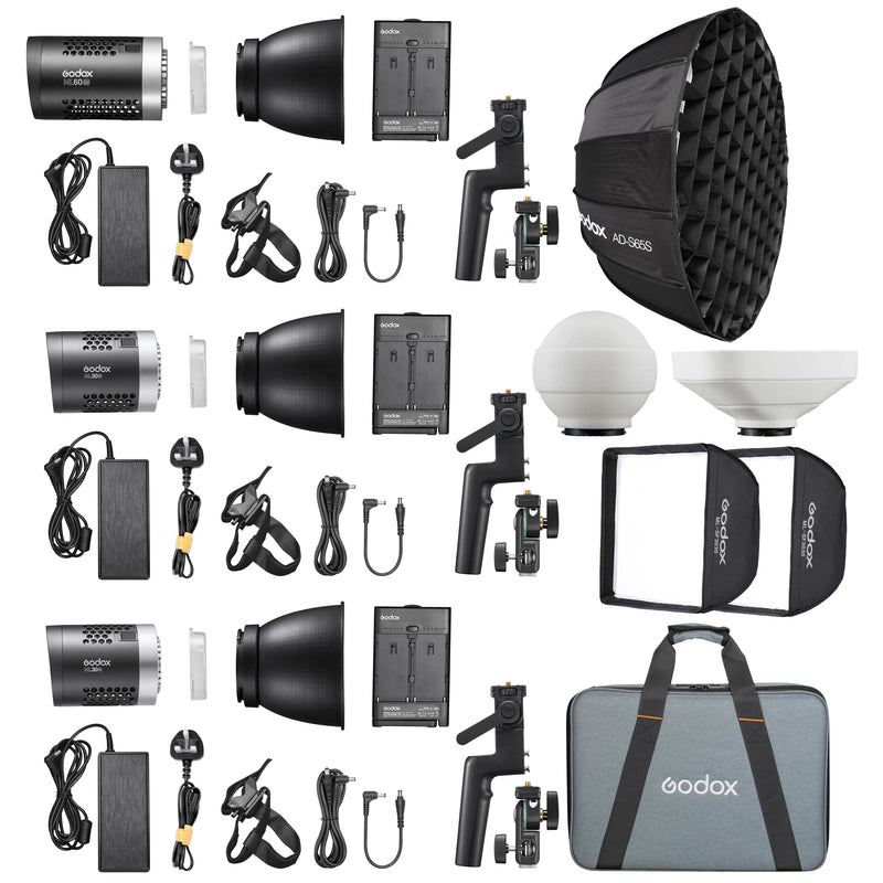 Godox ML-Kit2 Series Bi-Color LED Video Light Three Head Kit