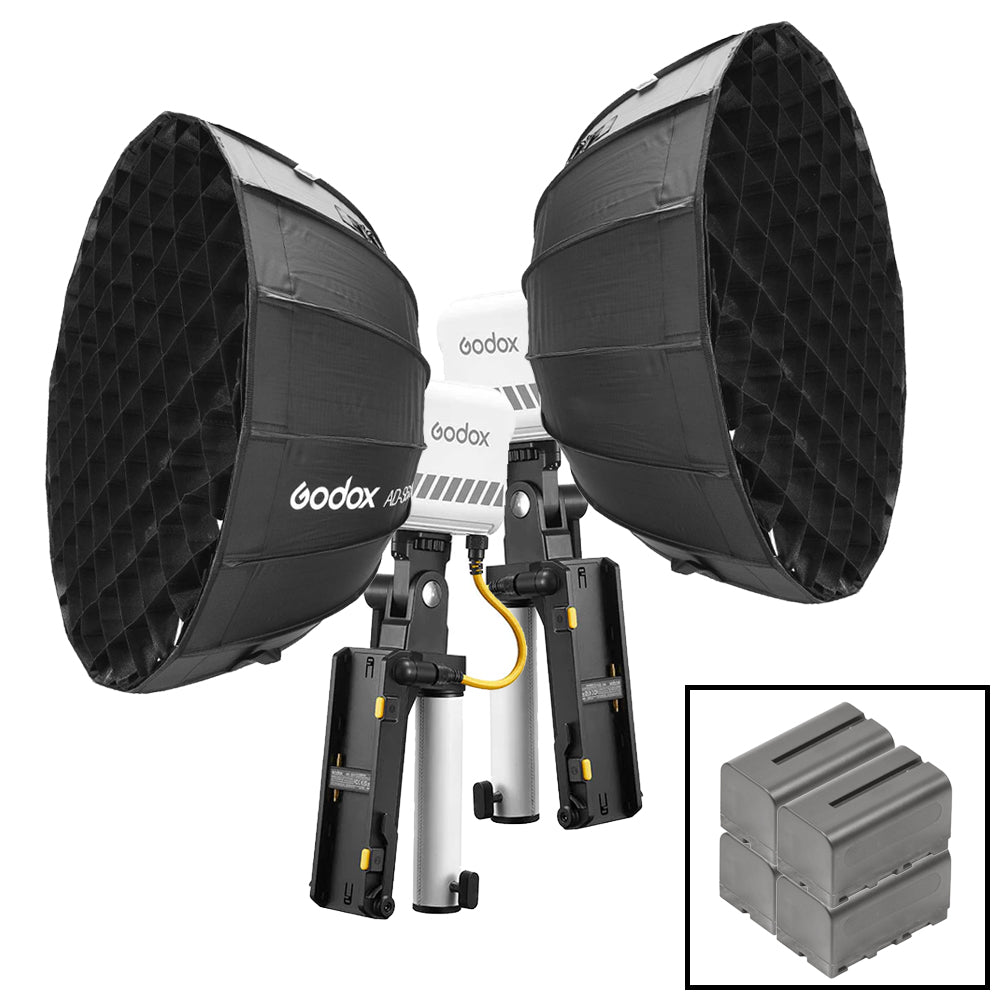 Godox ML60IIBI Bi-Colour LED Twin Softbox Lighting Kit with NP-F Batteries