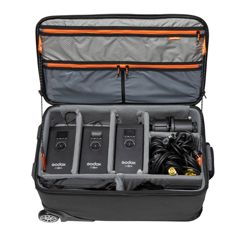 CB51 Rolling kit case with lights placed into the bag