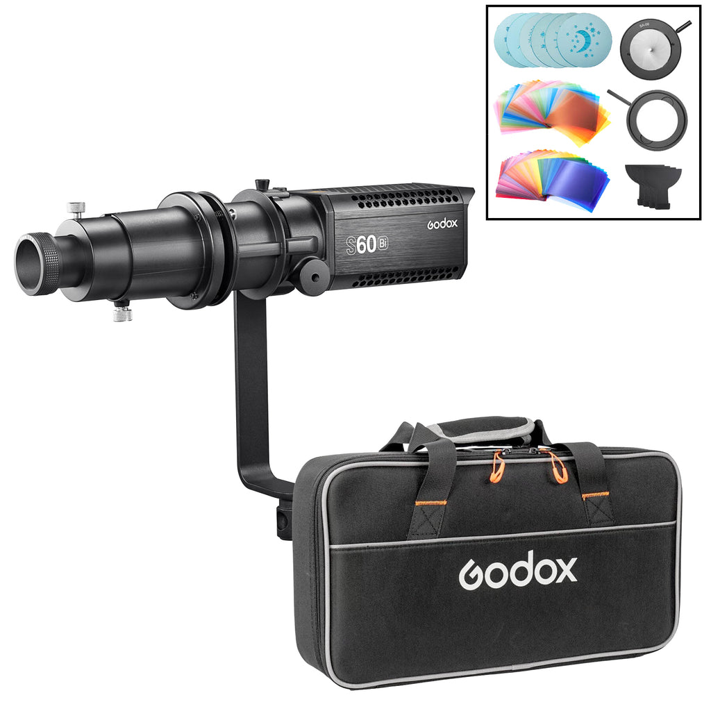 Led Spotlights Focusable Godox S60Bi Single Head Focusable Bi-Colour LED Spotlight Kit