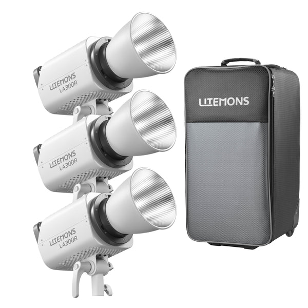 GODOX LA300R K3 RGB LED Video Light Three Head Kit with CB204 Roller Case