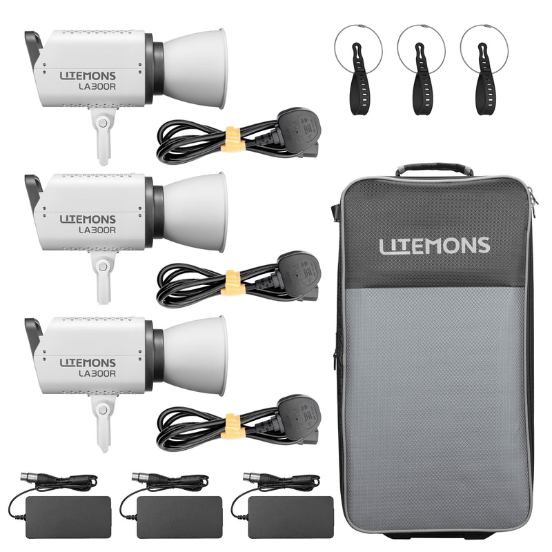 GODOX LA300R K3 RGB LED Video Light Three Head Kit with CB204 Roller Case Box Content