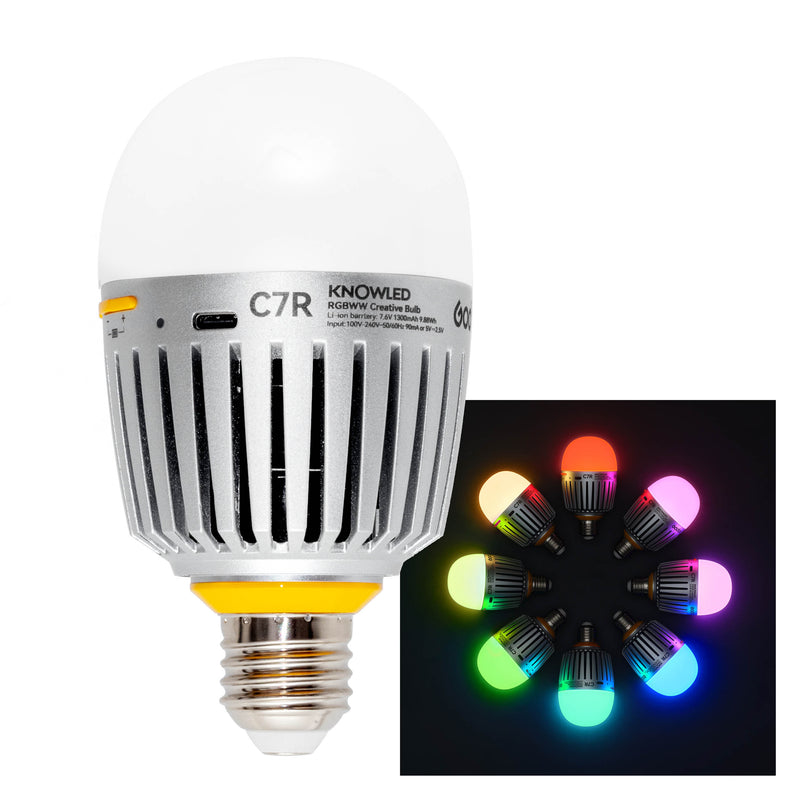 Godox Knowled C7R Battery-Powered RGBWW LED Bulb Light