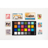 Calibrite ColorChecker Classic Mini Shown alongside stamps