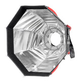 Reflective octagonal softbox with black border on a white background