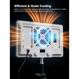 The DF-LUMA-100R's Cooling fan ona dark background