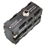 DigitalFoto Dual-Side NP-F Dummy Battery with 5525 Locking Input (NPF3-SE) Top Down view of Dummy Battery