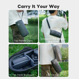 DigitalFoto PK-4 DJI OSMO Pocket 4 All-in-One Creator Kit being carried in various ways with the text 'Carry It Your Way' on a grassy background.