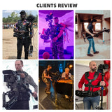 -six images of the DIGITALFOTO THANOS-PROII ADVANCED Gimbal Support System being used in various scenarios