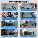 Step-by-step installation guide for a storage cart with labeled actions and text.