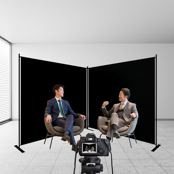 Extra Large Black Twin Panel Folding Photography Background with Stands (SPECIAL ORDER)