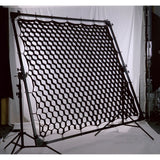 PiXAPRO 4x4cm Soft Grid for 240x240cm Butterfly Frame Scrim Diffuser being used in the studio