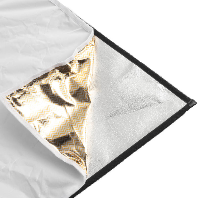 The Pixapro 60x150cm Flatpak Eyelighter Close up different reflective  fabric surfaces