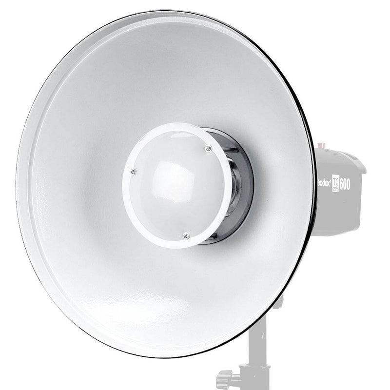 Godox BDR-W550 55cm (22-inch) White Beauty Dish Mounted to a light