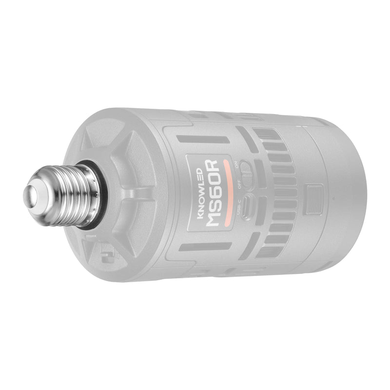 Godox E27 Mount adapter inserted into a MS60R