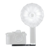 Godox FB01 Camera Mount Flash Bracket with a LUX Master flash and modern mirrorless camera mounted to it