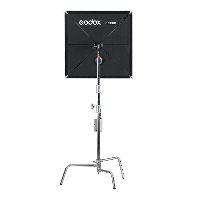GODOX FL200R Flexible RGB LED Light Mat Panel Mounted to a C-Stand (Back View)