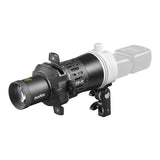Godox AD-FP Projection attachment mounted to a Speedlite