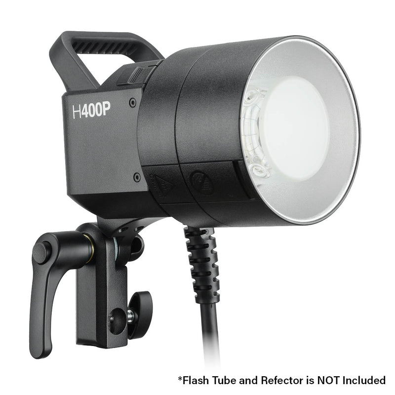Godox H400P Extension Head for the AD400Pro and AD400ProII with Flash Tube and Standard Reflector Attached