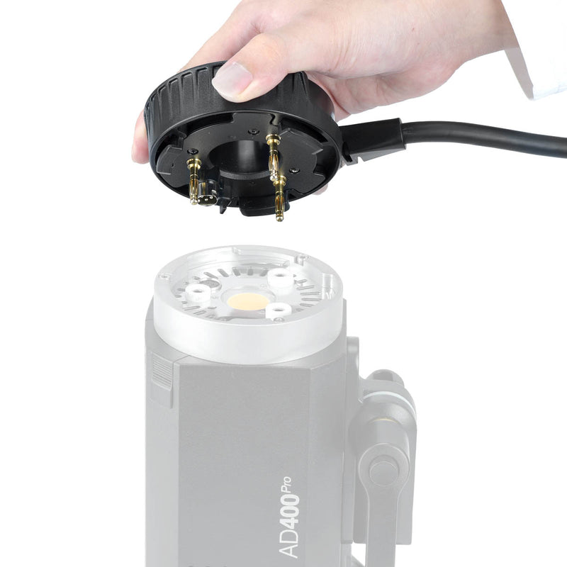 A Close up Godox H400P Extension Head Socket
