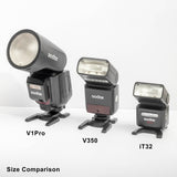iFlash iT32 Size Compared to Godox V50 and V1Pro