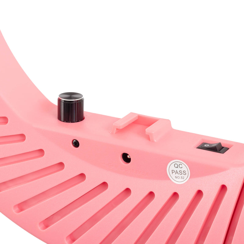 Godox LR180 Bi-Colour LED Ring Light Close up of cold shoe mount and controls from the back