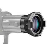19° Cinematic Lens for Godox VSA Spotlight Mounted to a VSA-Series Projection Attachment body